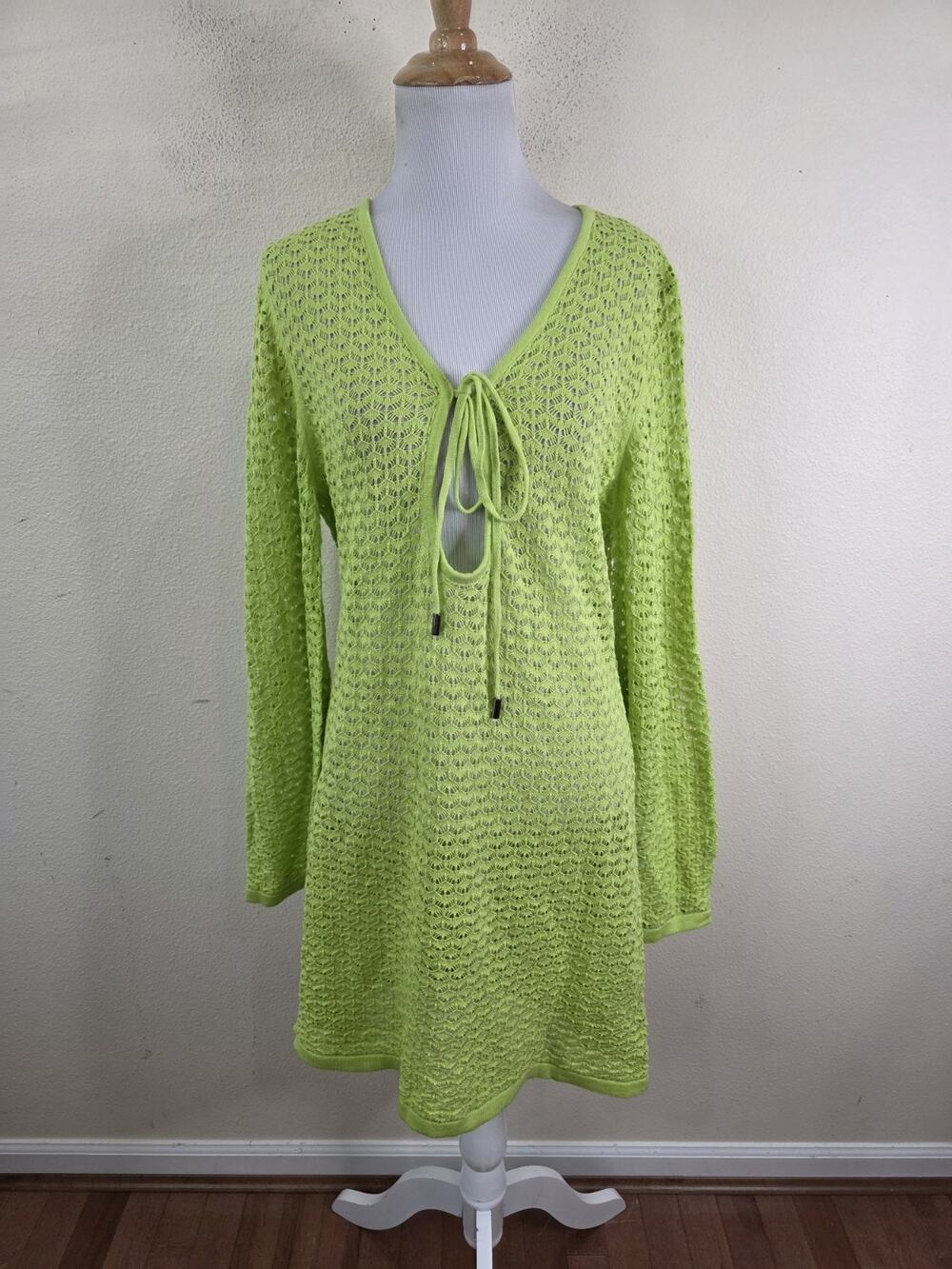 ANRABESS Women Swimsuit Crochet Swim Cover Up Dress Size Medium Lime Green M